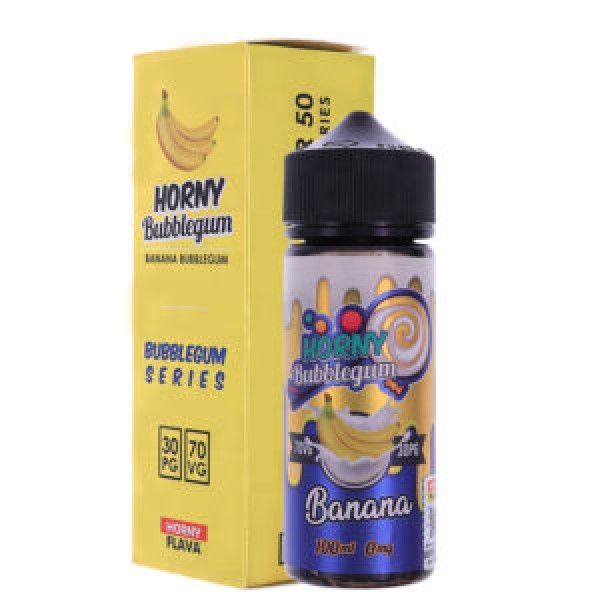 Bubblegum Banana by Horny Flava. 100ML E-liquid, 0MG Vape, 70VG Juice