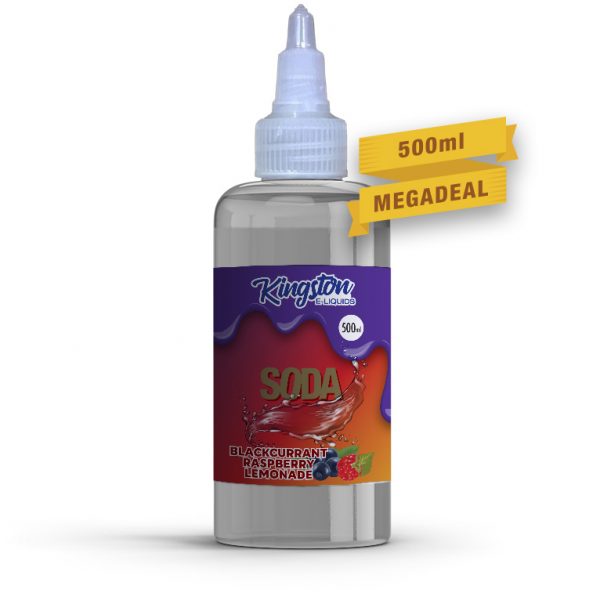 Blackcurrant Raspberry Lemonade Soda by Kingston 500ML E Liquid 70VG Vape 0MG Juice