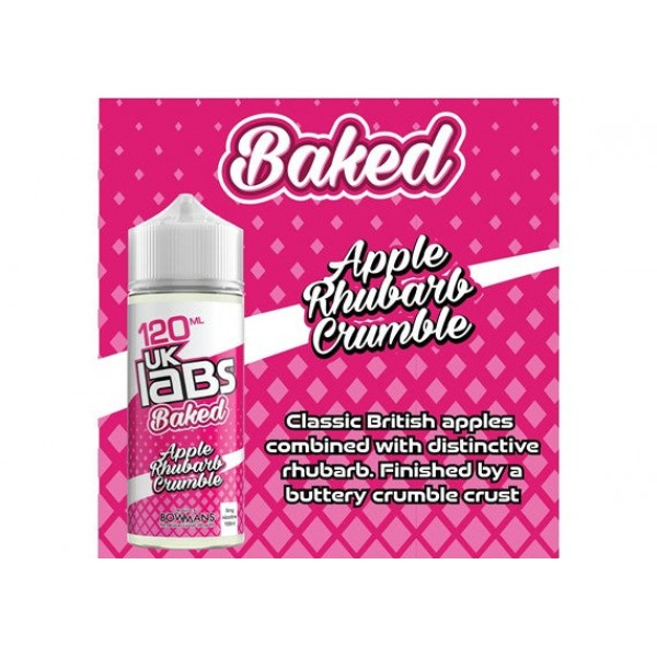 Apple Rhubarb Crumble - Baked by UK Labs, 100ML E Liquid, 70VG Vape, 0MG Juice, Shortfill