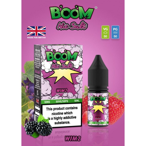 Wim2 - Boom Nic Salt 5 x 10ML E Liquid 50VG 50PG Vape 10MG/20MG Juice