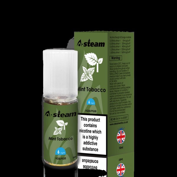 A-Steam Mint Tobacco E Liquid 10ml Vape Juice 50vg TPD COMPLIANT Multibuy
