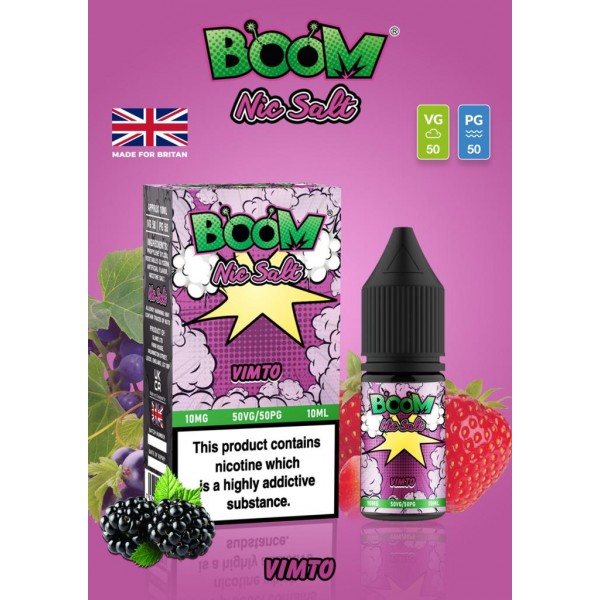 Vimto - Boom Nic Salt 5 x 10ML E Liquid 50VG 50PG Vape 10MG/20MG Juice