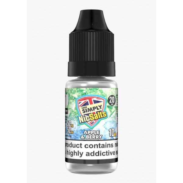 Apple & Berry by Vape Simply Nic Salts, 10ML E Liquid, 50VG Vape, 10MG/20MG Juice